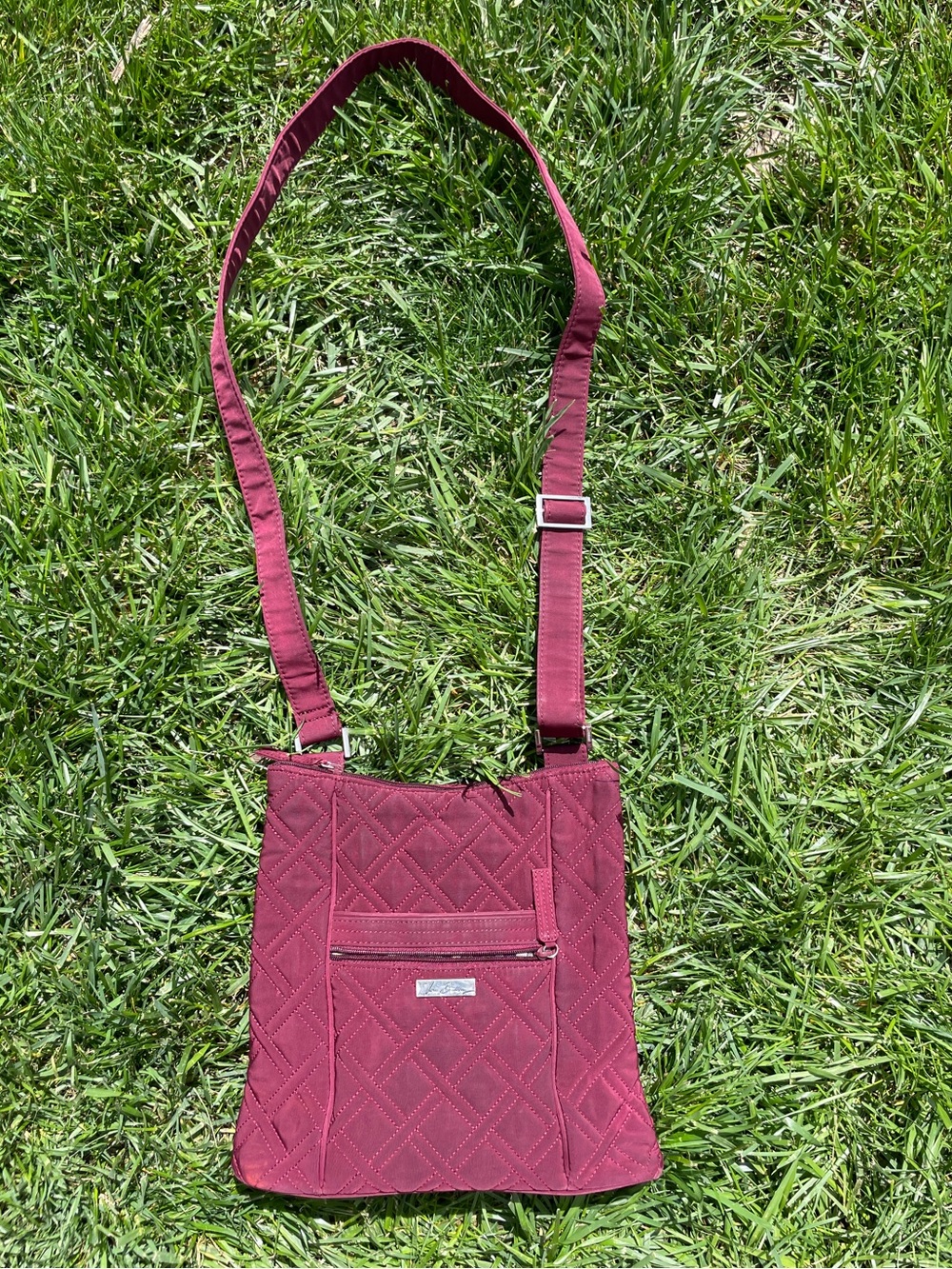 Vera Bradley Merlot Burgundy Quilted Microfiber Slim Hipster Purse